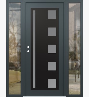 Diamond C3 60" x 80" anthracite/anthracite frosted Glass Panel black RHI with 2 Sidelites clear Glass
