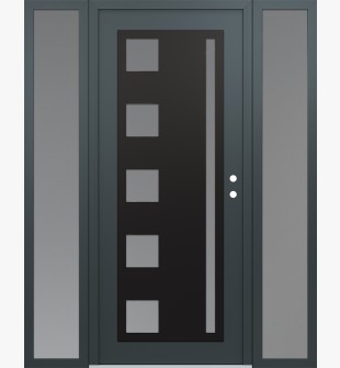 Diamond C3 60" x 80" anthracite/anthracite frosted Glass Panel black LHI with 2 Sidelites frosted Glass