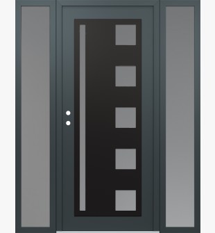 Diamond C3 68" x 80" anthracite/anthracite frosted Glass Panel black RHI with 2 Sidelites frosted Glass