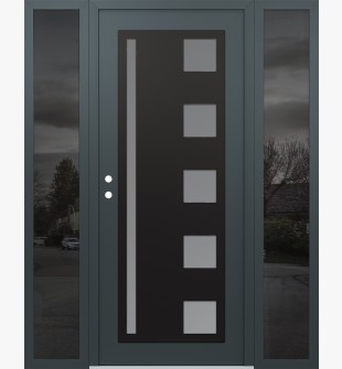 Diamond C3 68" x 80" anthracite/anthracite frosted Glass Panel black RHI with 2 Sidelites mirrored Glass