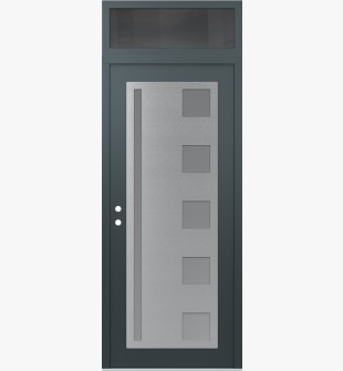 Diamond C3 36" x 96" anthracite/anthracite frosted Glass Panel stainless steel RHI with Transom mirrored Glass