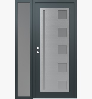 Diamond C3 52" x 80" anthracite/anthracite frosted Glass Panel stainless steel RHI with Sidelite frosted Glass