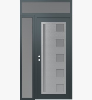 Diamond C3 50" x 96" anthracite/anthracite frosted Glass Panel stainless steel RHI with Sidelite and Transom frosted Glass