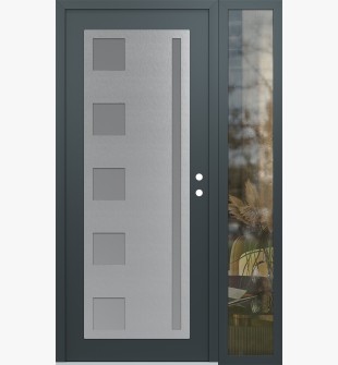 Diamond C3 50" x 80" anthracite/anthracite frosted Glass Panel stainless steel LHI with Sidelite clear Glass