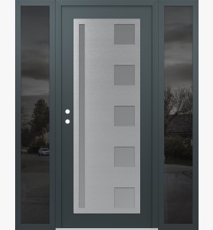 Diamond C3 60" x 80" anthracite/anthracite frosted Glass Panel stainless steel RHI with 2 Sidelites mirrored Glass