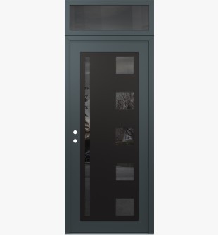 Diamond C3 36" x 96" anthracite/anthracite mirrored Glass Panel black RHI with Transom mirrored Glass