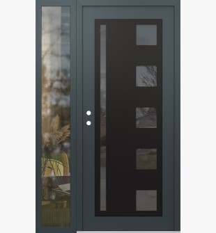 Diamond C3 48" x 80" anthracite/anthracite mirrored Glass Panel black RHI with Sidelite clear Glass