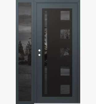 Diamond C3 50" x 80" anthracite/anthracite mirrored Glass Panel black RHI with Sidelite mirrored Glass