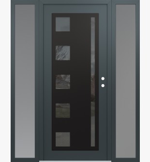 Diamond C3 64" x 80" anthracite/anthracite mirrored Glass Panel black LHI with 2 Sidelites frosted Glass