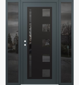 Diamond C3 60" x 80" anthracite/anthracite mirrored Glass Panel black RHI with 2 Sidelites mirrored Glass