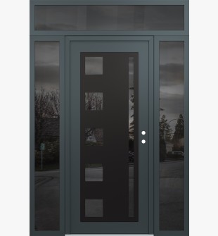 Diamond C3 60" x 96" anthracite/anthracite mirrored Glass Panel black LHI with 2 Sidelites and Transom mirrored Glass