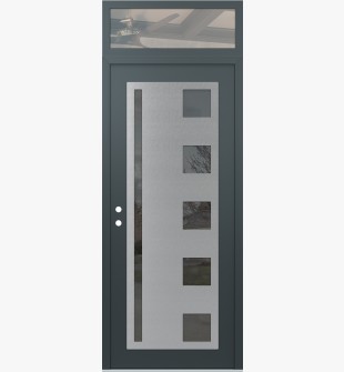 Diamond C3 36" x 96" anthracite/anthracite mirrored Glass Panel stainless steel RHI with Transom clear Glass