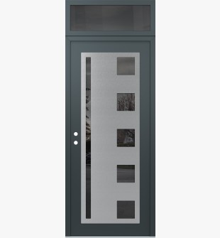 Diamond C3 36" x 96" anthracite/anthracite mirrored Glass Panel stainless steel RHI with Transom mirrored Glass
