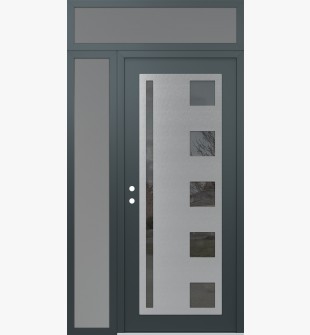 Diamond C3 50" x 96" anthracite/anthracite mirrored Glass Panel stainless steel RHI with Sidelite and Transom frosted Glass