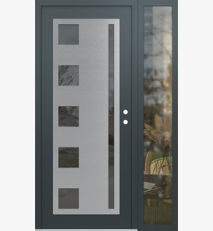 Diamond C3 52" x 80" anthracite/anthracite mirrored Glass Panel stainless steel LHI with Sidelite clear Glass