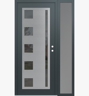 Diamond C3 48" x 80" anthracite/anthracite mirrored Glass Panel stainless steel LHI with Sidelite frosted Glass