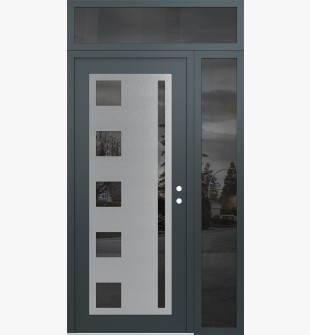 Diamond C3 48" x 96" anthracite/anthracite mirrored Glass Panel stainless steel LHI with Sidelite and Transom mirrored Glass