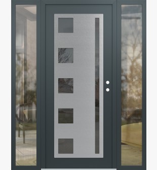 Diamond C3 68" x 80" anthracite/anthracite mirrored Glass Panel stainless steel LHI with 2 Sidelites clear Glass