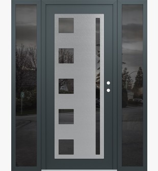 Diamond C3 60" x 80" anthracite/anthracite mirrored Glass Panel stainless steel LHI with 2 Sidelites mirrored Glass