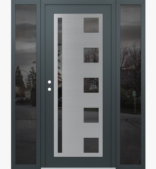 Diamond C3 68" x 80" anthracite/anthracite mirrored Glass Panel stainless steel RHI with 2 Sidelites mirrored Glass
