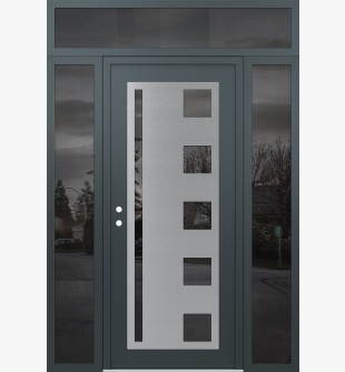 Diamond C3 60" x 96" anthracite/anthracite mirrored Glass Panel stainless steel RHI with 2 Sidelites and Transom mirrored Glass