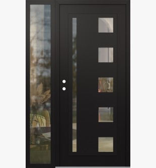 Diamond C3 52" x 80" black/black clear Glass Panel black RHI with Sidelite clear Glass