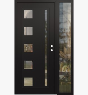 Diamond C3 52" x 80" black/black clear Glass Panel black LHI with Sidelite clear Glass