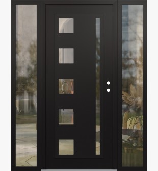 Diamond C3 64" x 80" black/black clear Glass Panel black LHI with 2 Sidelites clear Glass
