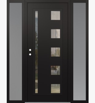 Diamond C3 68" x 80" black/black clear Glass Panel black RHI with 2 Sidelites frosted Glass