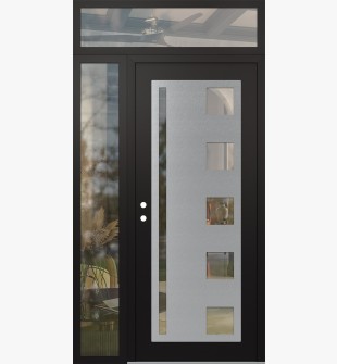 Diamond C3 52" x 96" black/black clear Glass Panel stainless steel RHI with Sidelite and Transom clear Glass