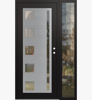 Diamond C3 52" x 80" black/black clear Glass Panel stainless steel LHI with Sidelite clear Glass