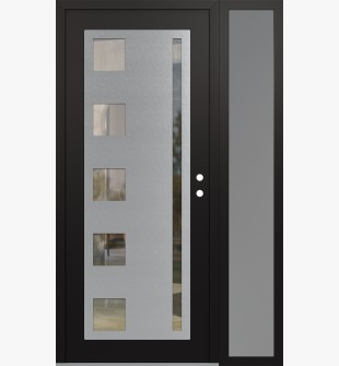 Diamond C3 48" x 80" black/black clear Glass Panel stainless steel LHI with Sidelite frosted Glass
