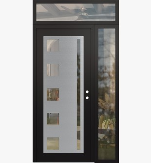Diamond C3 52" x 96" black/black clear Glass Panel stainless steel LHI with Sidelite and Transom clear Glass