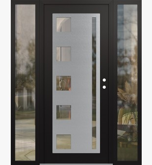Diamond C3 60" x 80" black/black clear Glass Panel stainless steel LHI with 2 Sidelites clear Glass