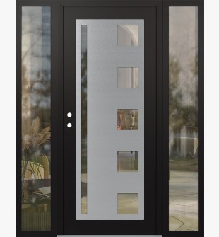 Diamond C3 68" x 80" black/black clear Glass Panel stainless steel RHI with 2 Sidelites clear Glass