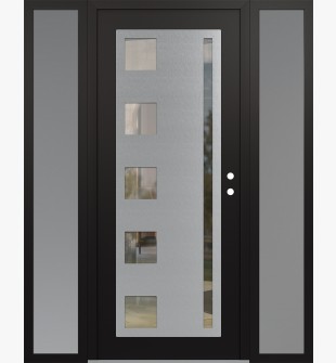 Diamond C3 68" x 80" black/black clear Glass Panel stainless steel LHI with 2 Sidelites frosted Glass