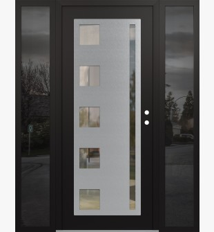 Diamond C3 60" x 80" black/black clear Glass Panel stainless steel LHI with 2 Sidelites mirrored Glass
