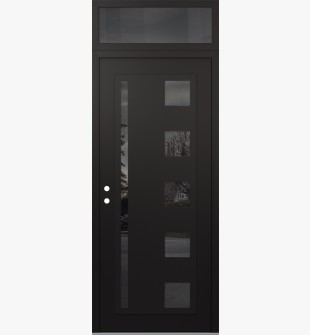 Diamond C3 36" x 96" black/black mirrored Glass Panel black RHI with Transom mirrored Glass