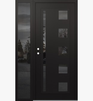 Diamond C3 48" x 80" black/black mirrored Glass Panel black RHI with Sidelite mirrored Glass