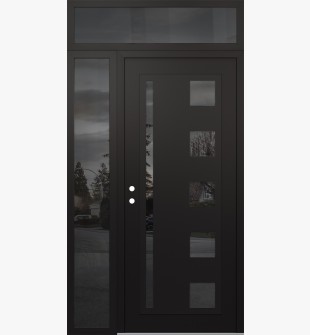 Diamond C3 52" x 96" black/black mirrored Glass Panel black RHI with Sidelite and Transom mirrored Glass