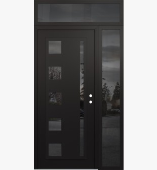 Diamond C3 48" x 96" black/black mirrored Glass Panel black LHI with Sidelite and Transom mirrored Glass