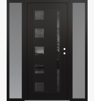 Diamond C3 68" x 80" black/black mirrored Glass Panel black LHI with 2 Sidelites frosted Glass