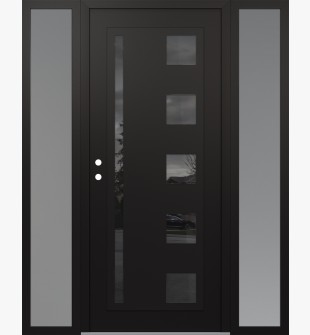 Diamond C3 60" x 80" black/black mirrored Glass Panel black RHI with 2 Sidelites frosted Glass