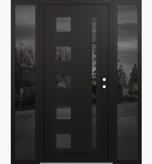 Diamond C3 60" x 80" black/black mirrored Glass Panel black LHI with 2 Sidelites mirrored Glass