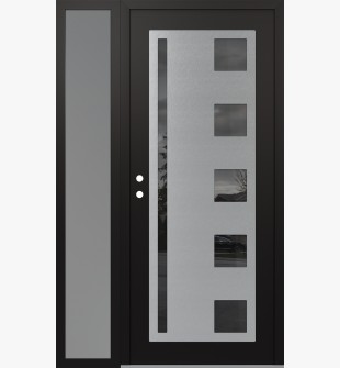 Diamond C3 52" x 80" black/black mirrored Glass Panel stainless steel RHI with Sidelite frosted Glass