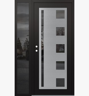 Diamond C3 50" x 80" black/black mirrored Glass Panel stainless steel RHI with Sidelite mirrored Glass