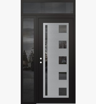 Diamond C3 48" x 96" black/black mirrored Glass Panel stainless steel RHI with Sidelite and Transom mirrored Glass