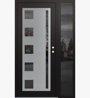 Diamond C3 48" x 80" black/black mirrored Glass Panel stainless steel LHI with Sidelite mirrored Glass