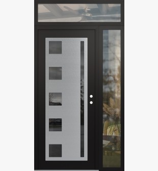 Diamond C3 48" x 96" black/black mirrored Glass Panel stainless steel LHI with Sidelite and Transom clear Glass