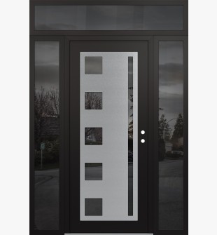 Diamond C3 60" x 96" black/black mirrored Glass Panel stainless steel LHI with 2 Sidelites and Transom mirrored Glass